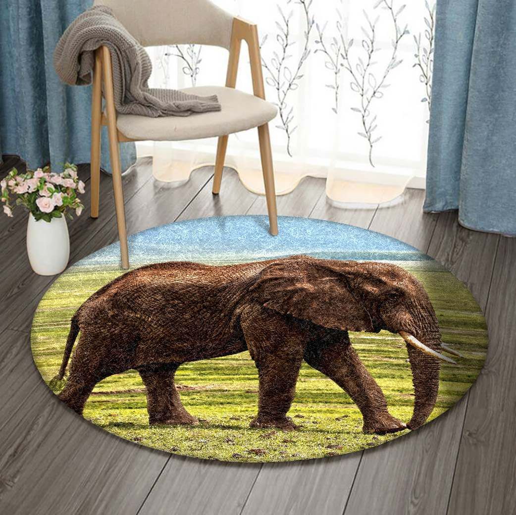 Elephant Round Rug Carpet Bedroom Livingroom Home Decor