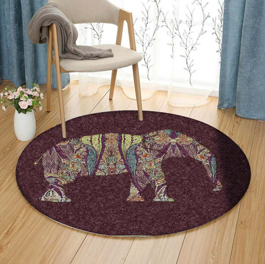 Elephant Round Rug Carpet Bedroom Livingroom Home Decor