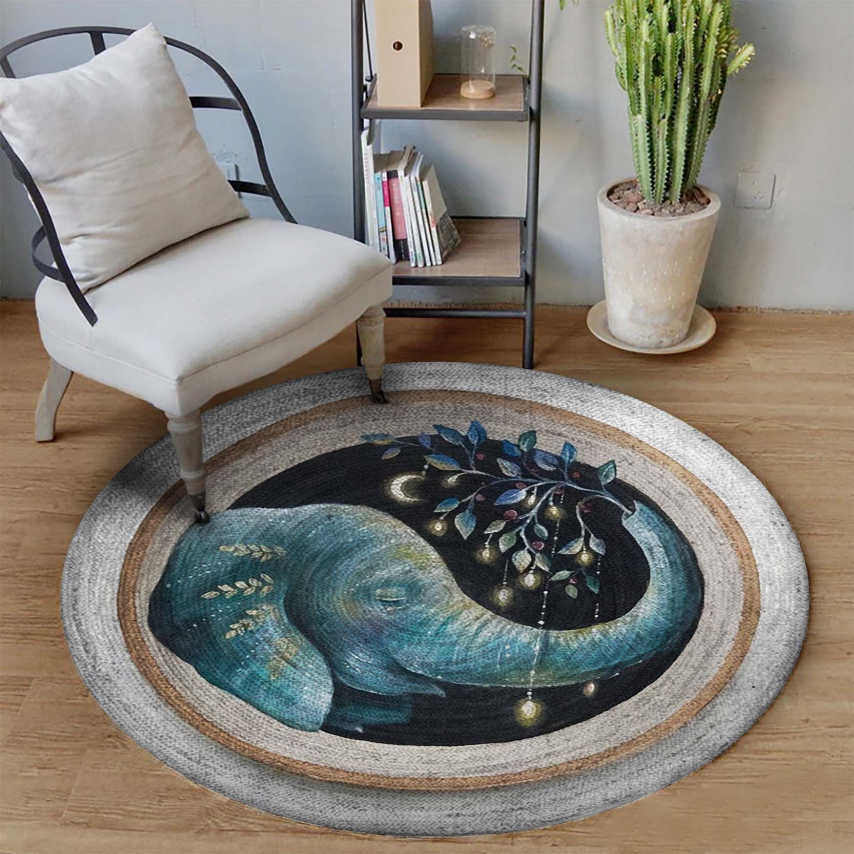Elephant Round Rug Carpet Bedroom Livingroom Home Decor