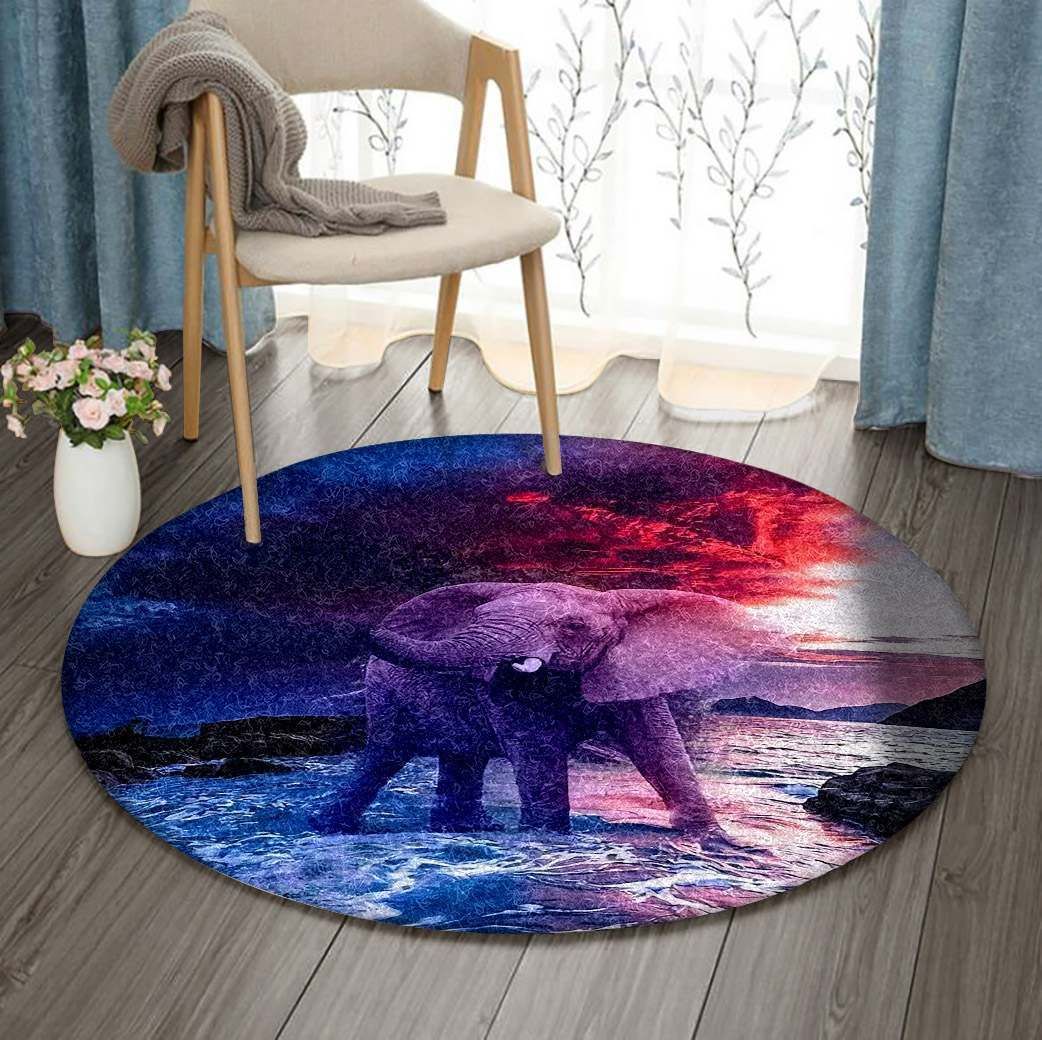 Elephant Round Rug Carpet Bedroom Livingroom Home Decor