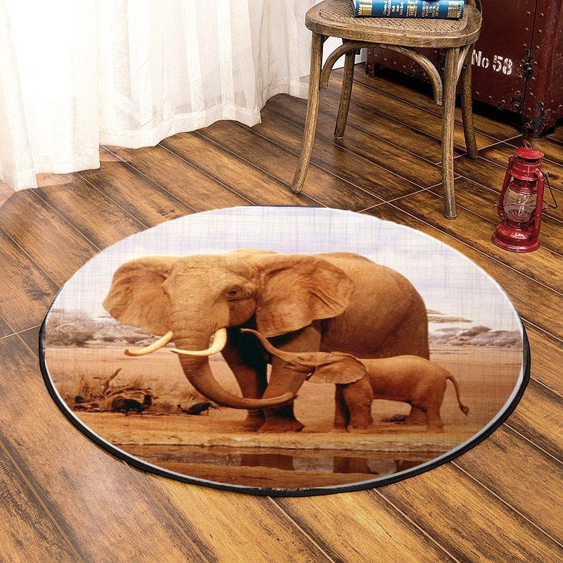 Elephant Round Rug Carpet Bedroom Livingroom Home Decor