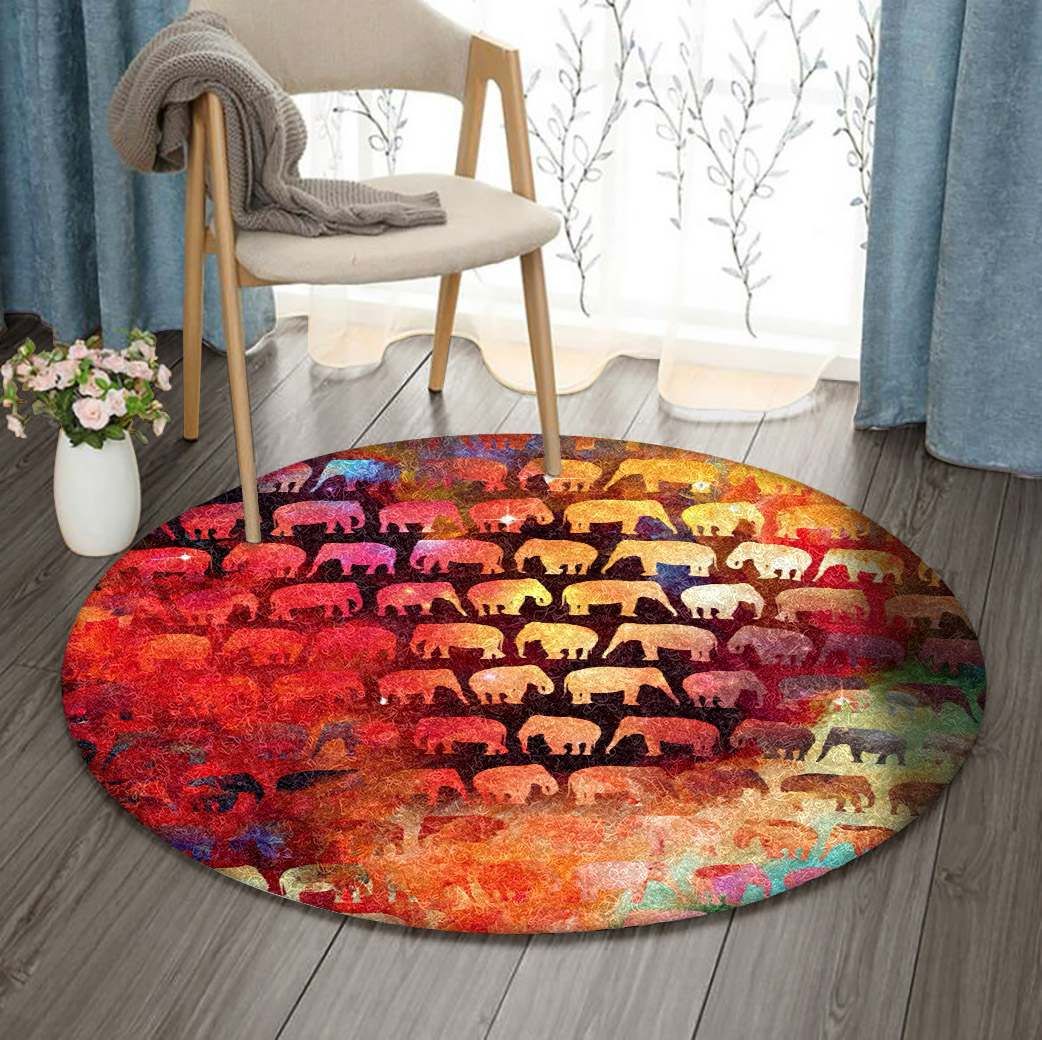 Elephant Round Rug Carpet Bedroom Livingroom Home Decor