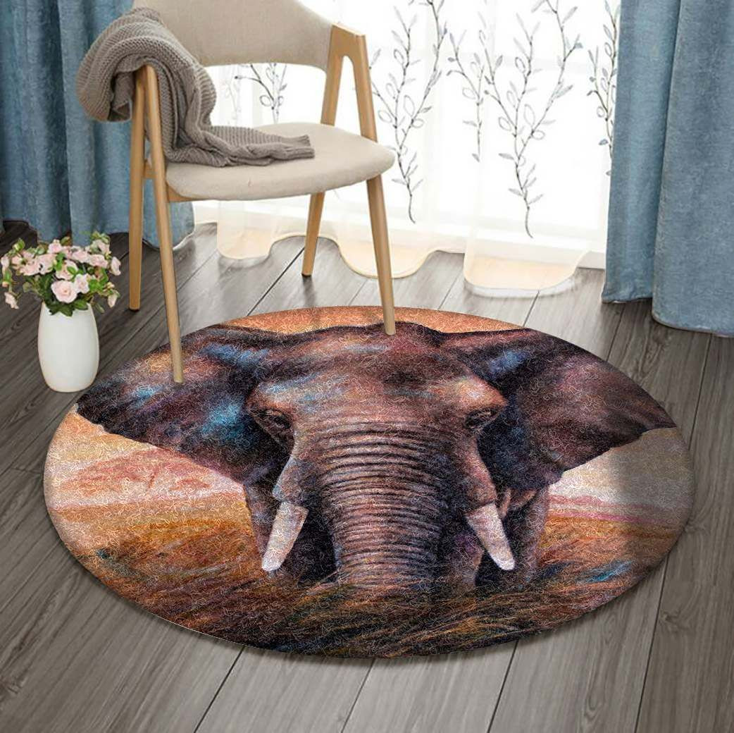 Elephant Round Rug Carpet Bedroom Livingroom Home Decor