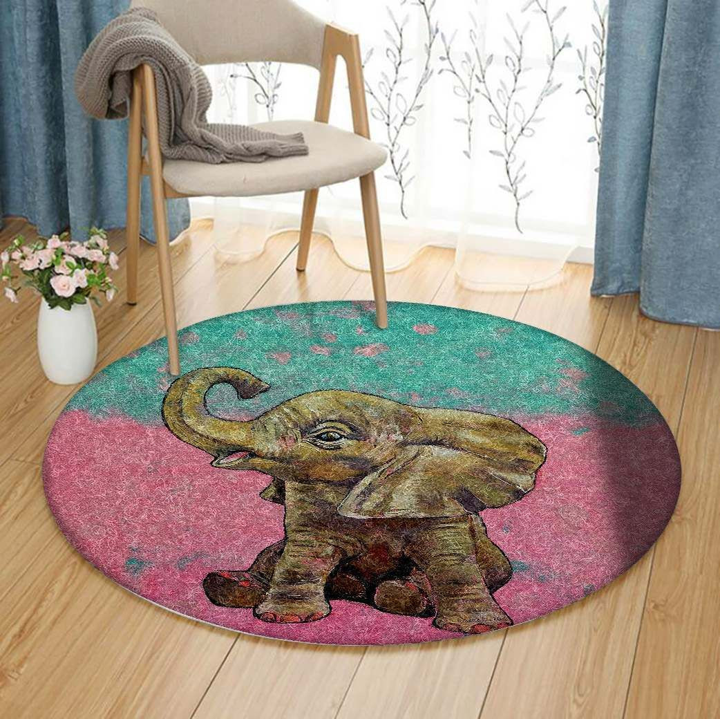 Elephants Round Rug Carpet Bedroom Livingroom Home Decor