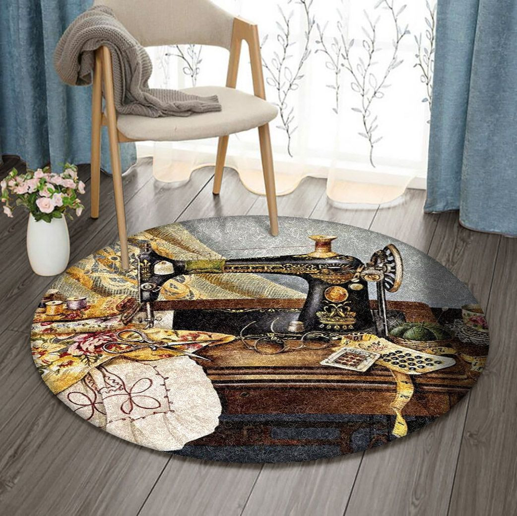 Embroidery Sewing Machine Round Rug Carpet Bedroom Livingroom Home Decor