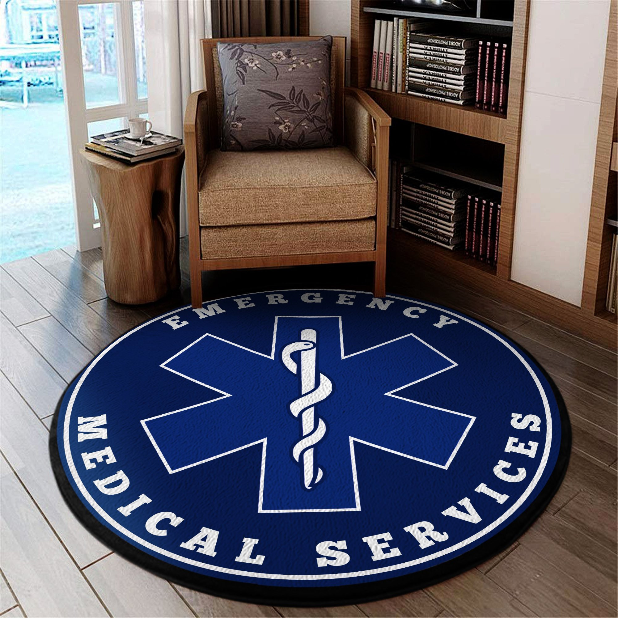 Emergency Medical Services Round Rug Carpet Bedroom Livingroom Home Decor