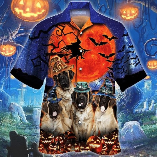 English Mastiff Dog Lovers Halloween Night Hawaiian Shirt