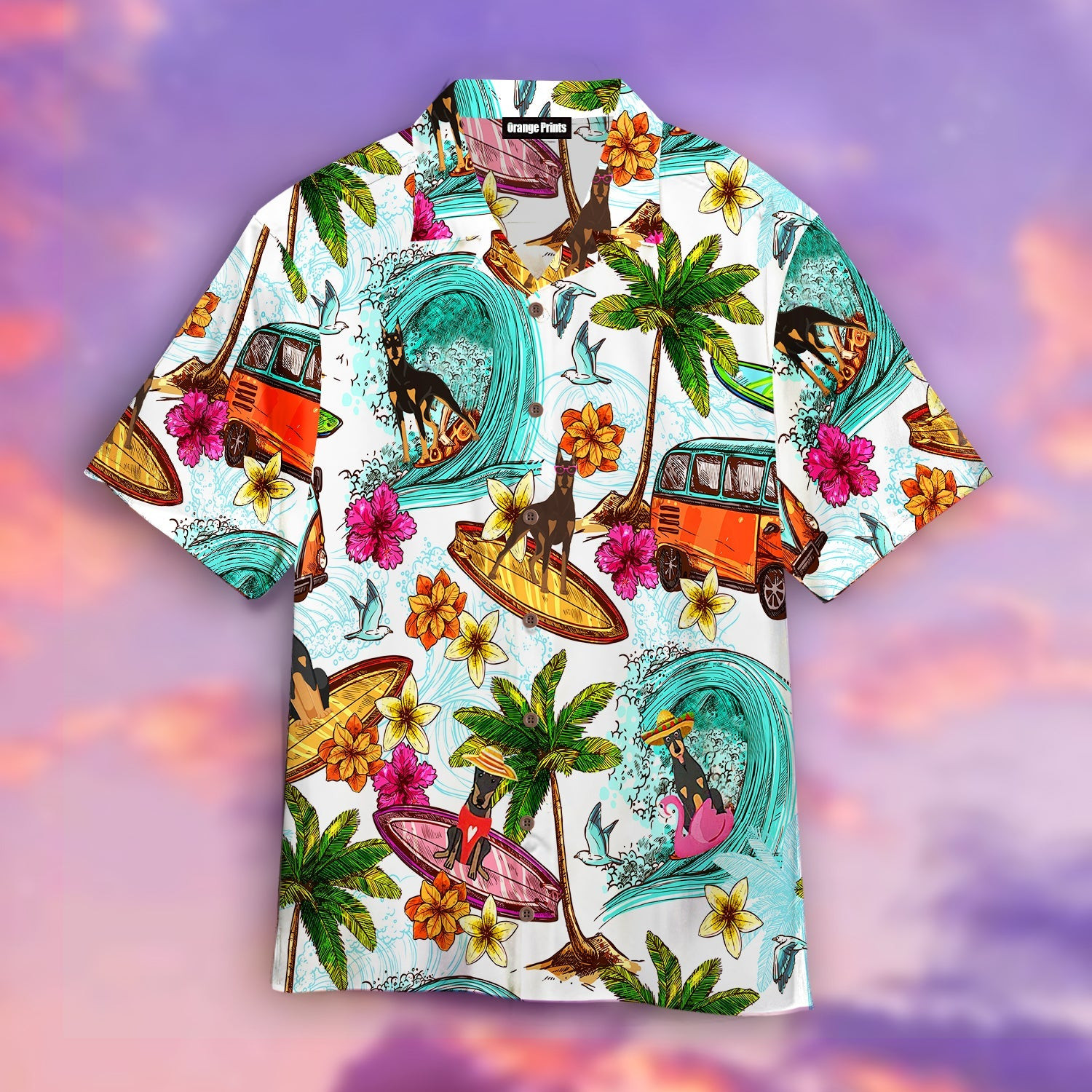 Enjoy Surfing With Doberman Pinscher Dog Hawaiian Shirt
