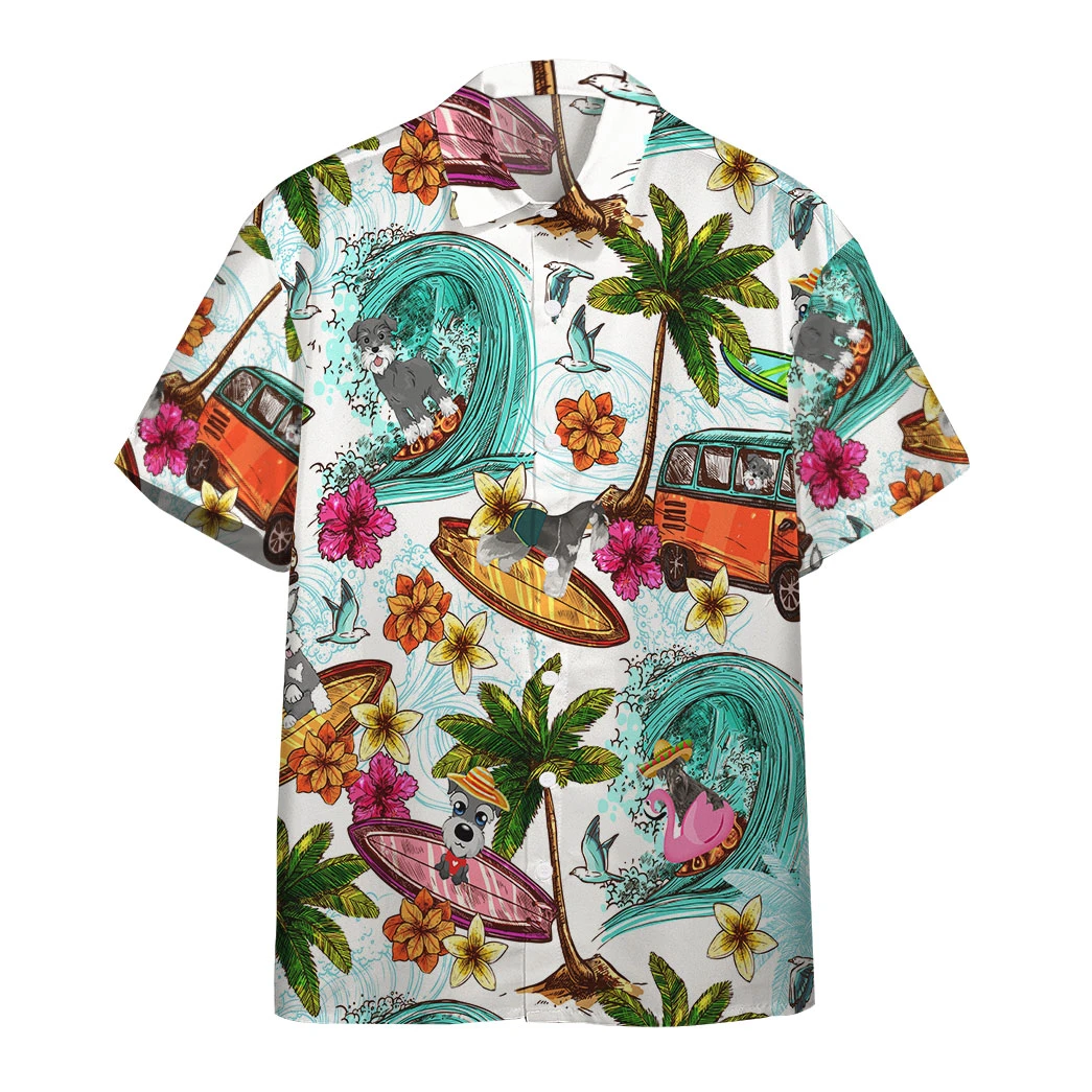 Enjoy Surfing With Miniature Schnauzer Dog Hawaiian Shirt