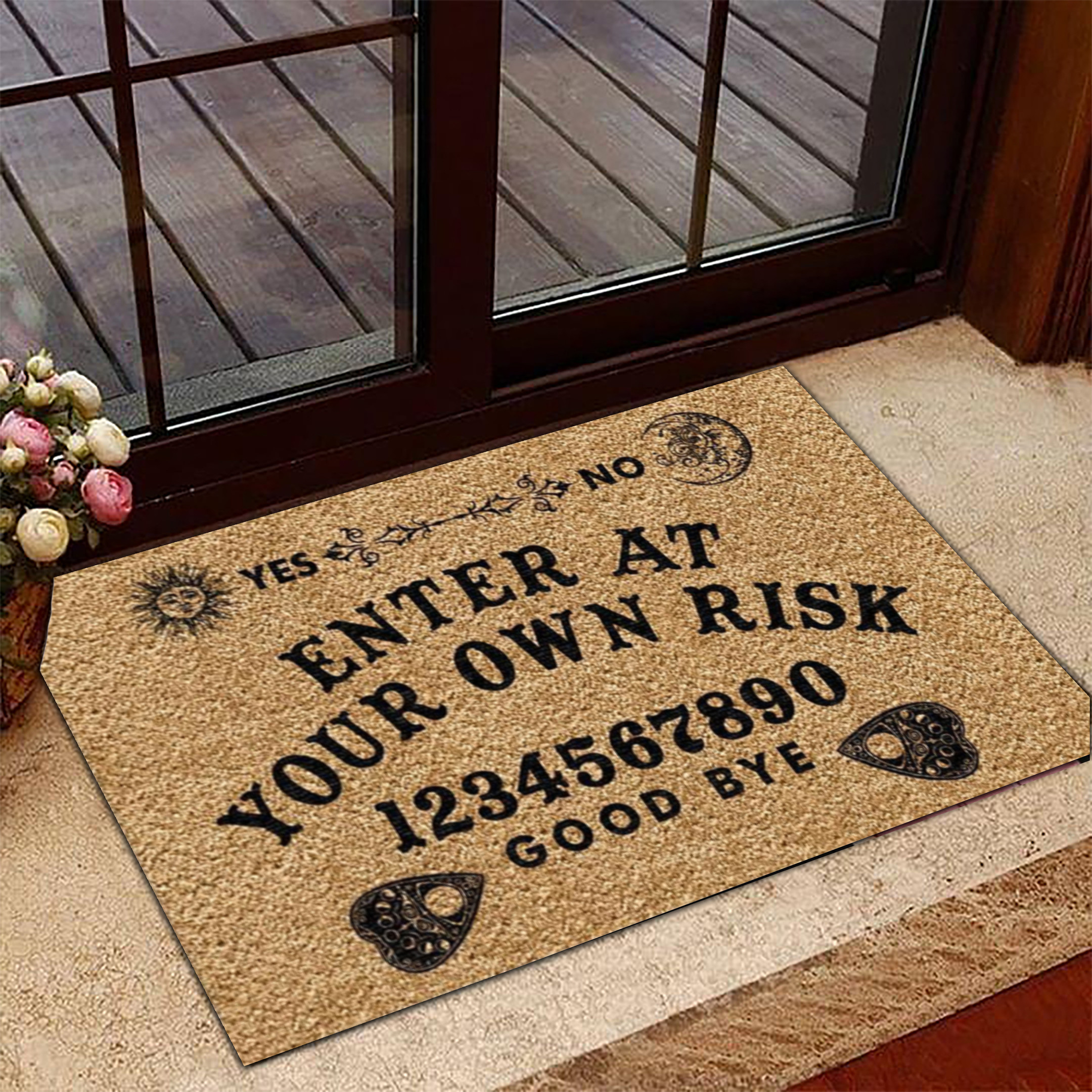 Enter At Your Own Risk Rubber Doormat Ouija Board Witch Rubber Doormat Home Decor Gift