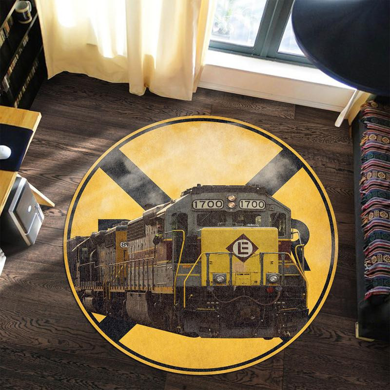Erie Lackawanna Railroad Crossing Round Rug Carpet Bedroom Livingroom Home Decor