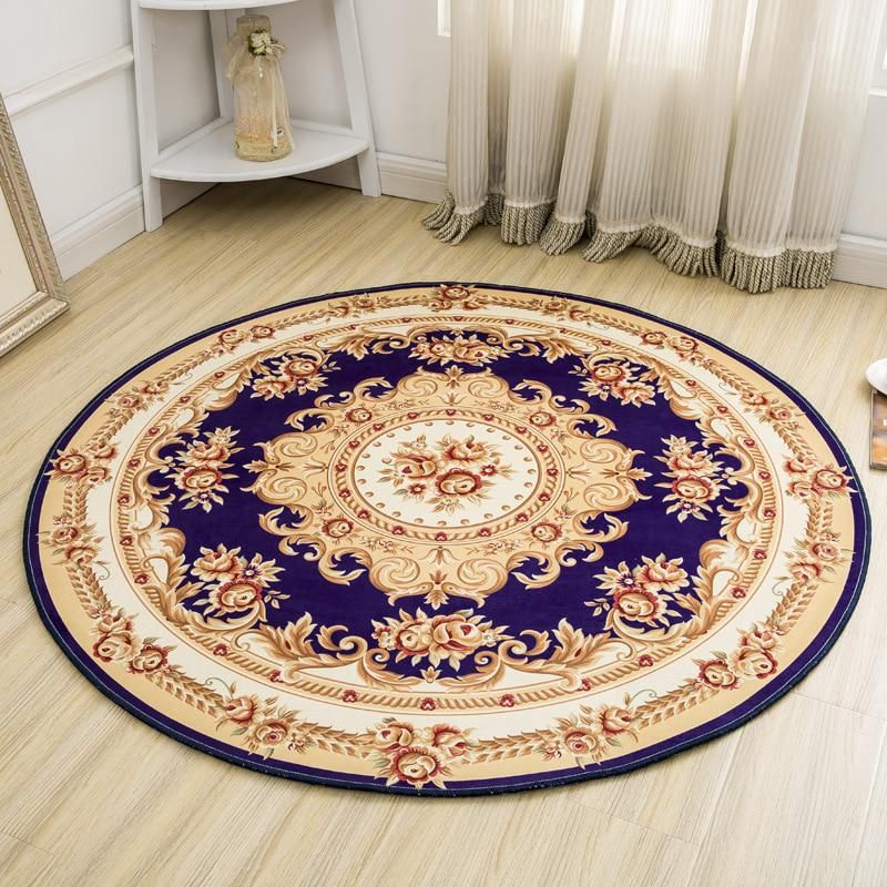 European Style Floral Round Rug Carpet Bedroom Livingroom Home Decor