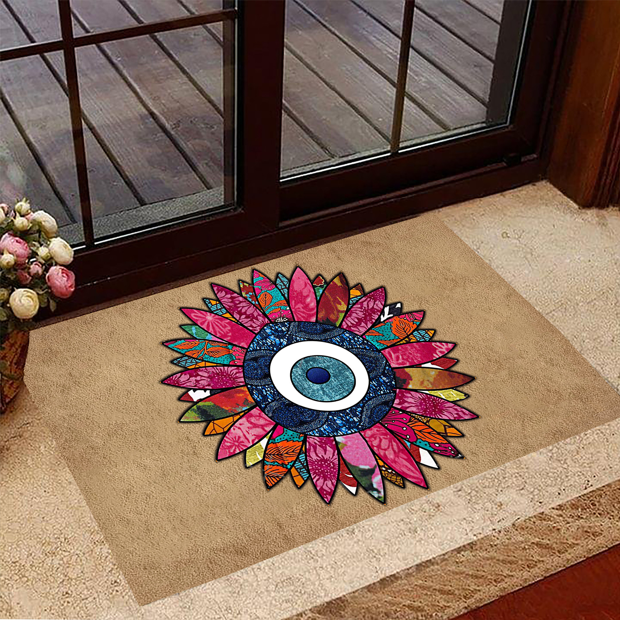 Evil Eye Rubber Doormat Blue Evil Eye Rubber Doormat Merchandise Decorative