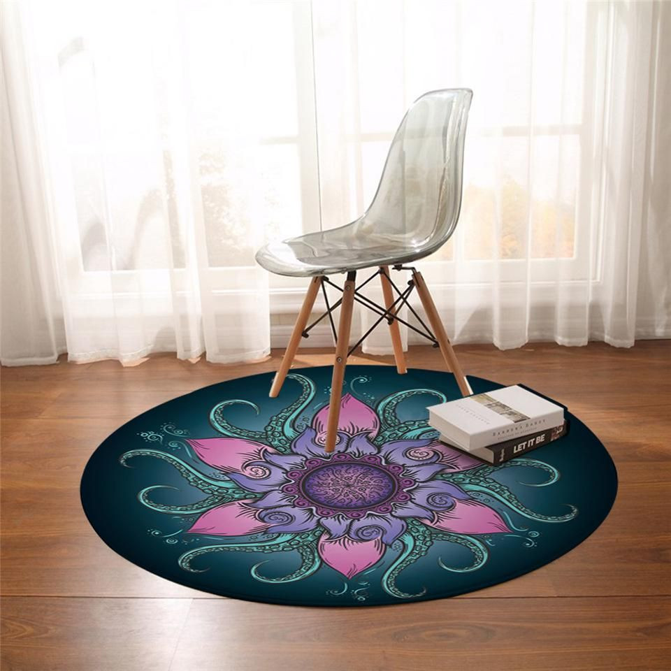 Evil Lotus Tentacles Round Rug Carpet Bedroom Livingroom Home Decor