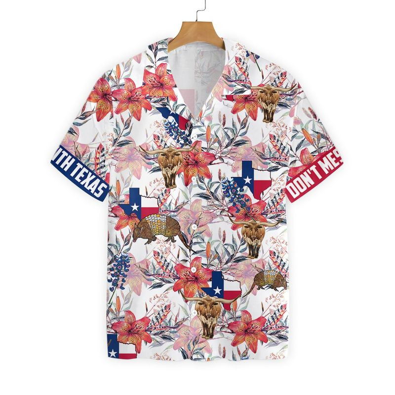 exas Longhorn Bluebonnet And Armadillo Hawaiian Shirt