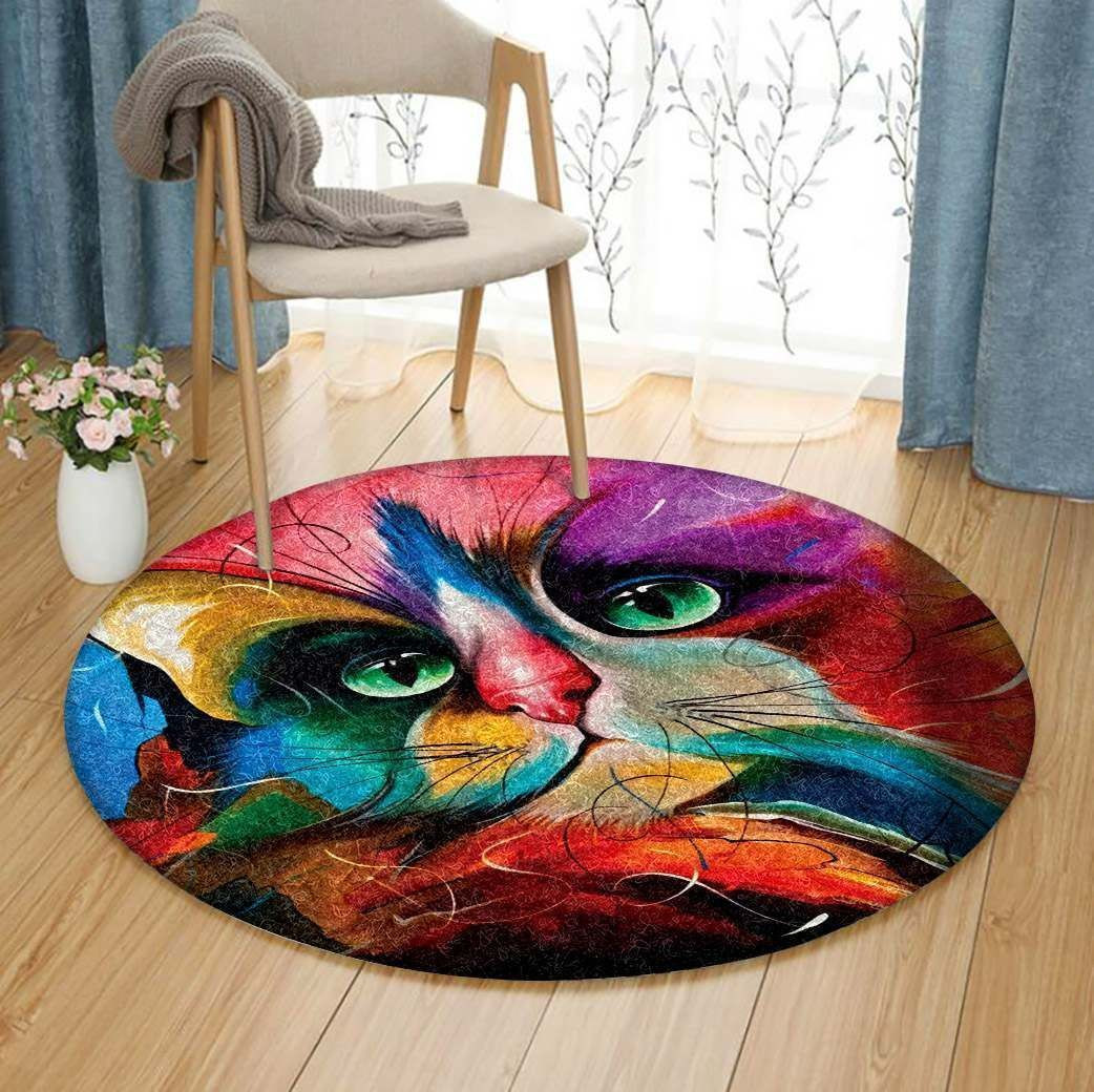 Face Cat Color Round Rug Carpet Bedroom Livingroom Home Decor