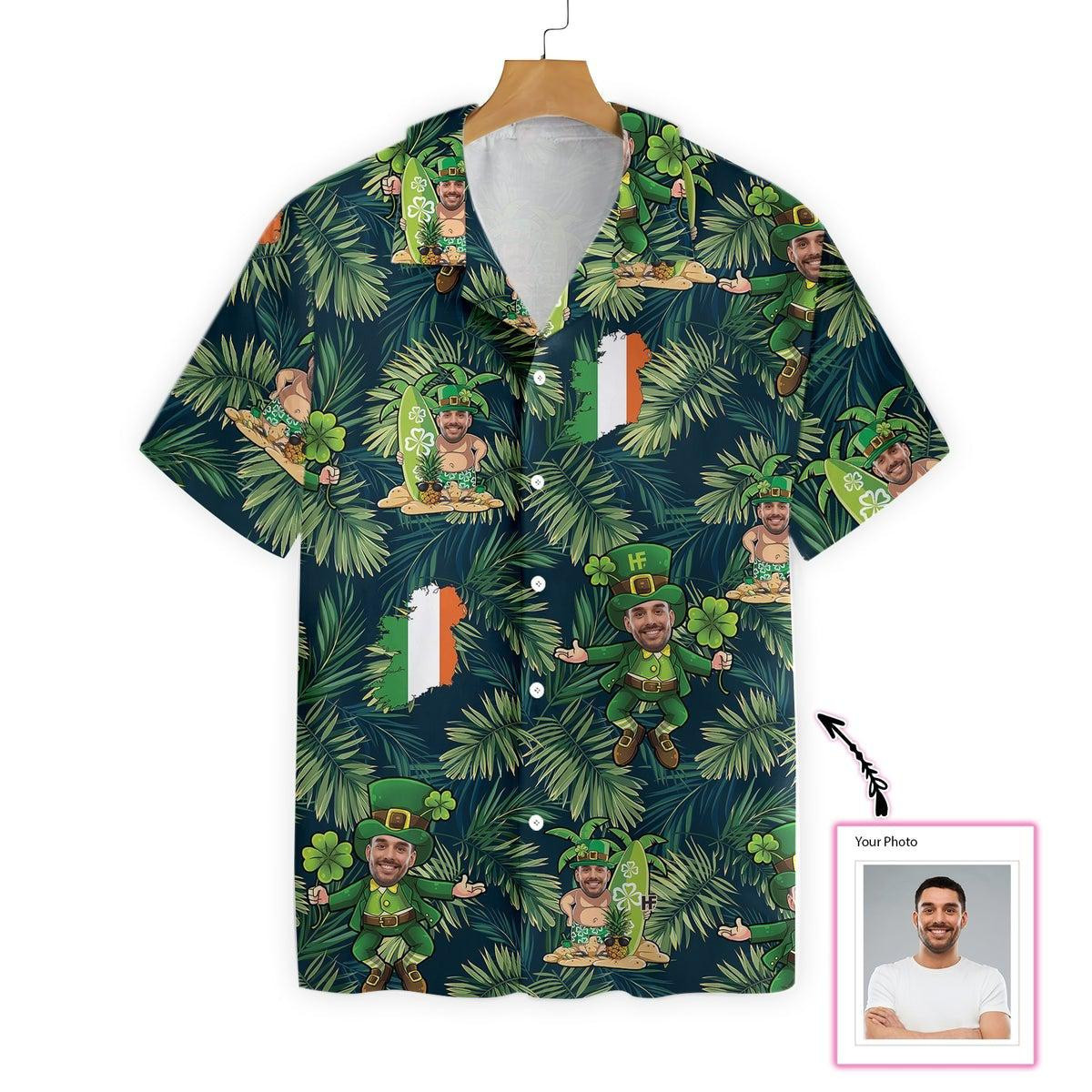 Face Leprechaun Irish Proud Custom Photo Hawaiian Shirt