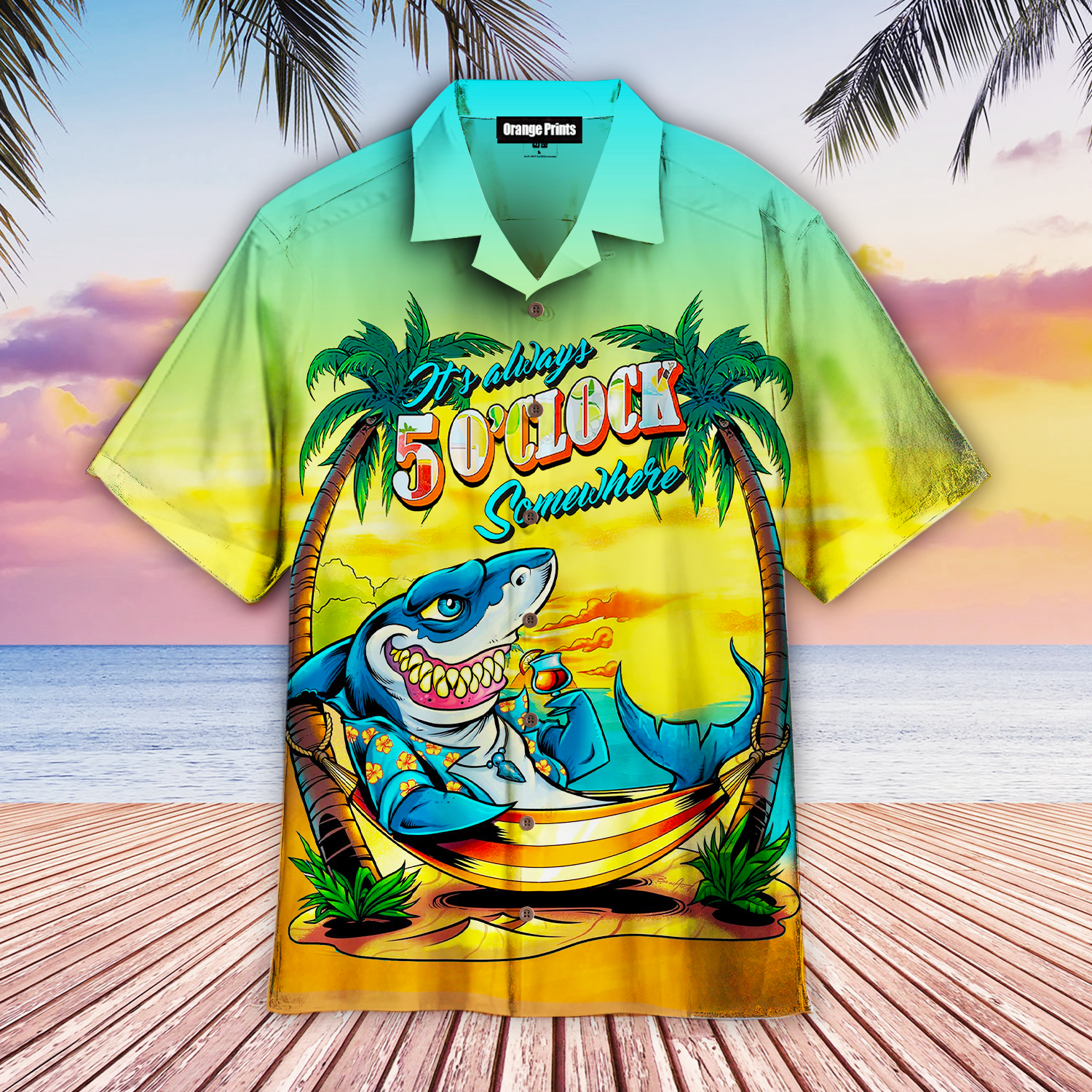 Famille Ã± Shark On The Beach Hawaiian Shirt