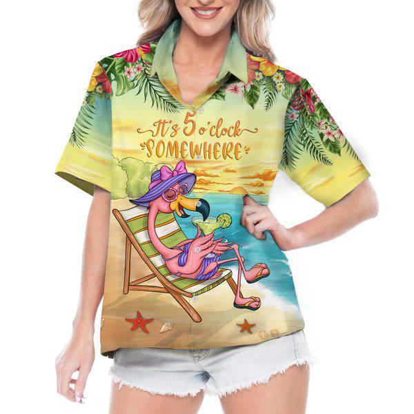 Famille Flamingo Margarita It's 5 O'clock Somewhere Who Cares Hawaiian Shirt