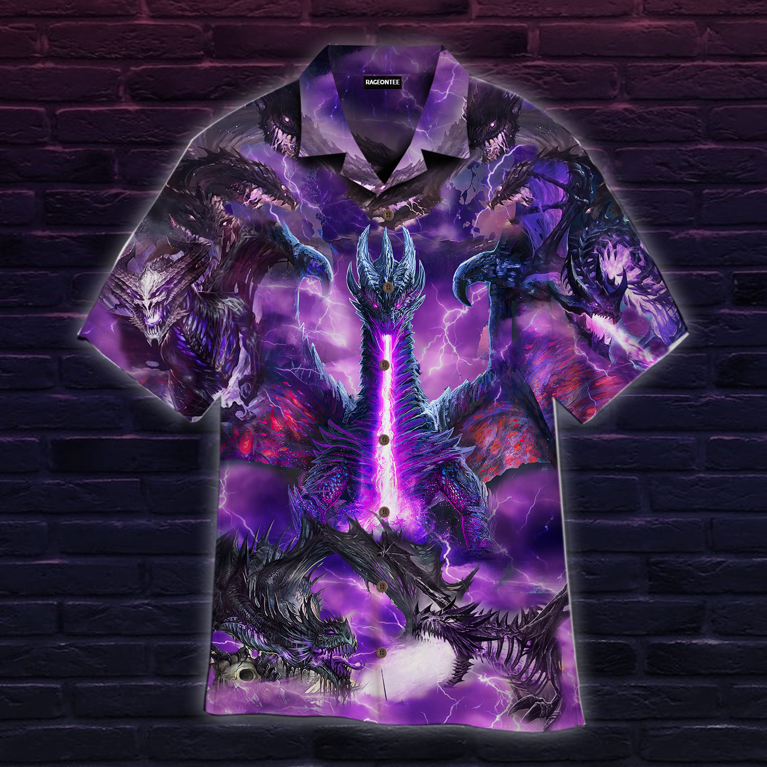Fantasy Purple Thunder Dragons Hawaiian Shirt