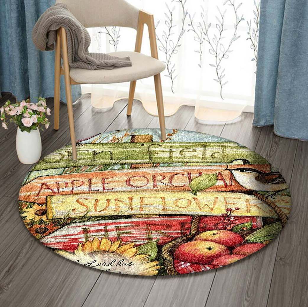 Farm Bird Harvest Sunflower Corn Round Rug Carpet Bedroom Livingroom Home Decor