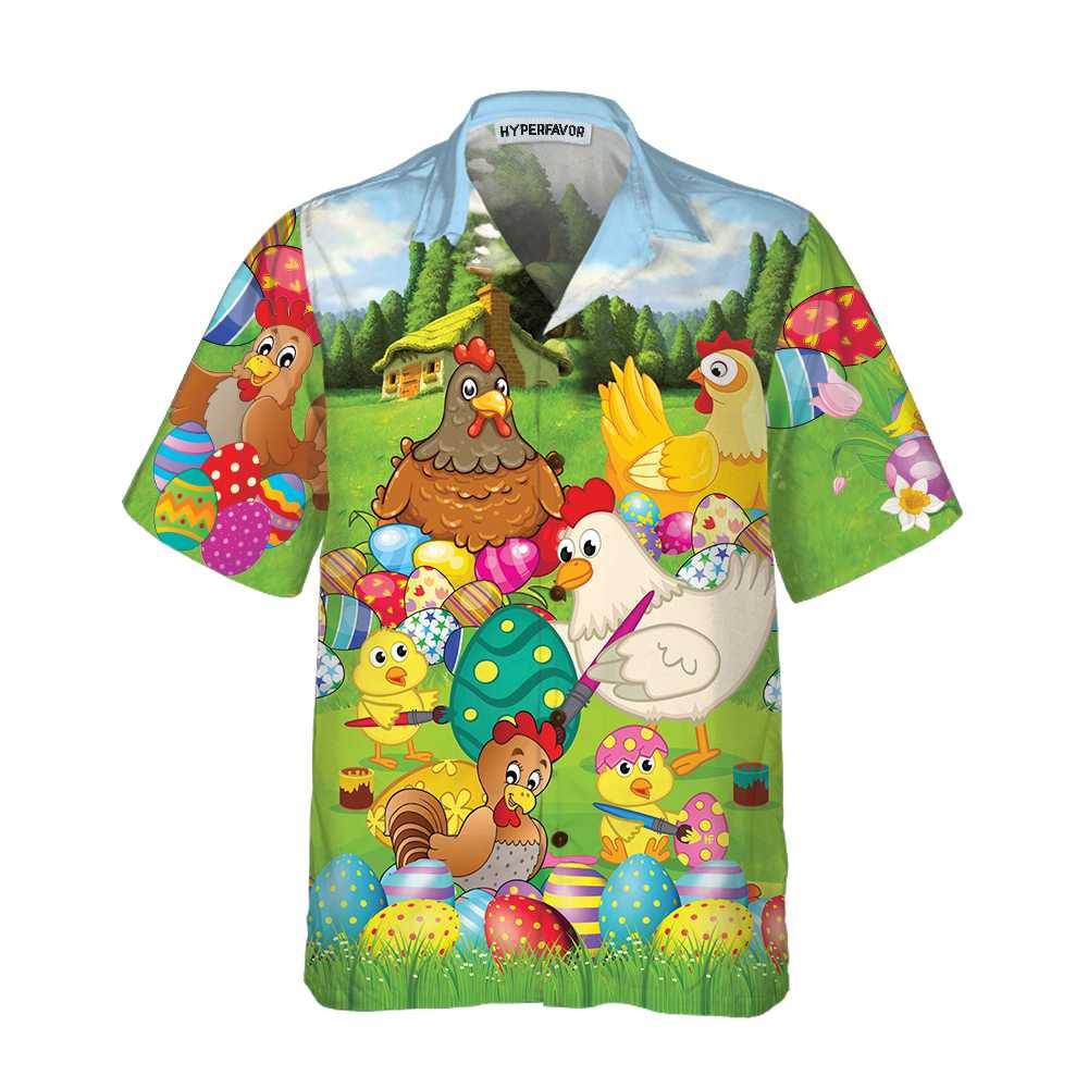Farm Chicken Easter Eggs Hawaiian Shirt