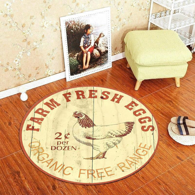 Farm Fresh Eggs Living Room Round Rug Carpet Bedroom Livingroom Home Decor