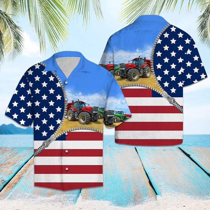 Farmer USA Flag Hawaiian Shirt