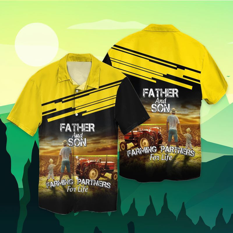 Father's Day Father And Son Farming Partners For Life Hawaiian Shirt