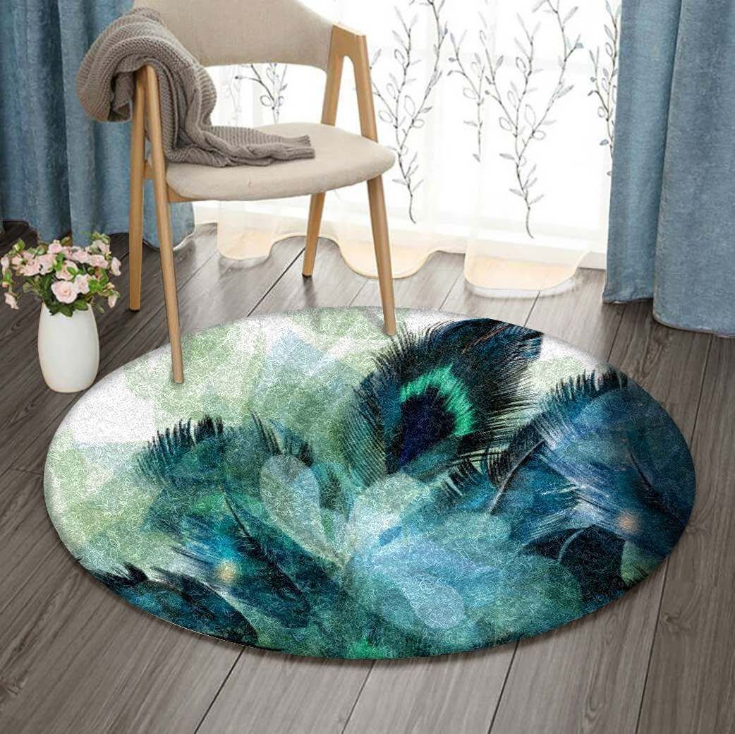 Feather Round Rug Carpet Bedroom Livingroom Home Decor
