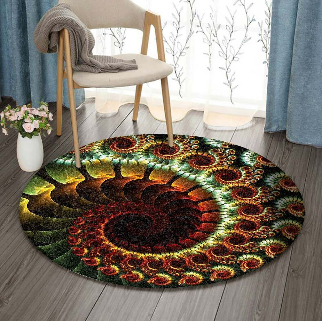 Fibonacci Spiral Art Fractal Round Rug Carpet Bedroom Livingroom Home Decor