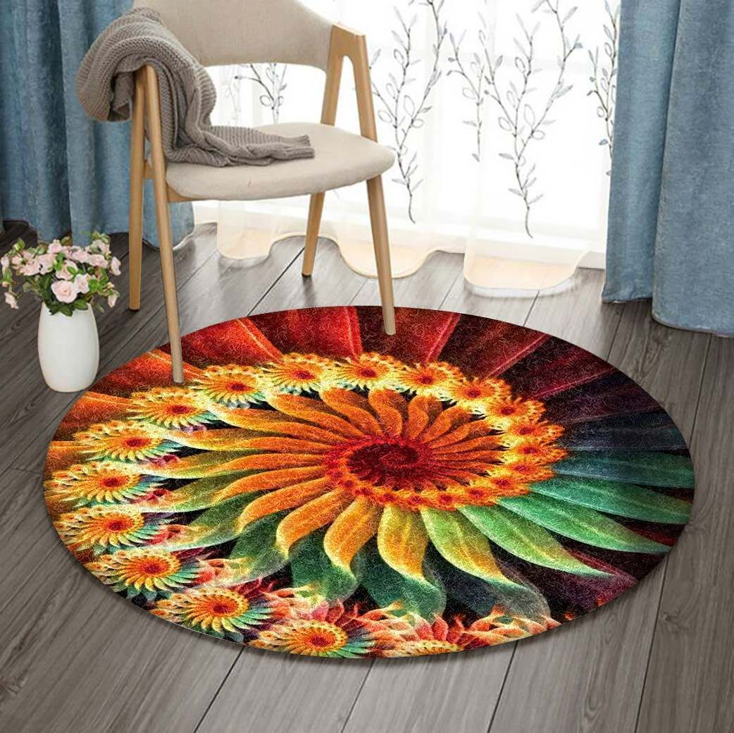 Fibonacci Spiral Art Fractal Round Rug Carpet Bedroom Livingroom Home Decor