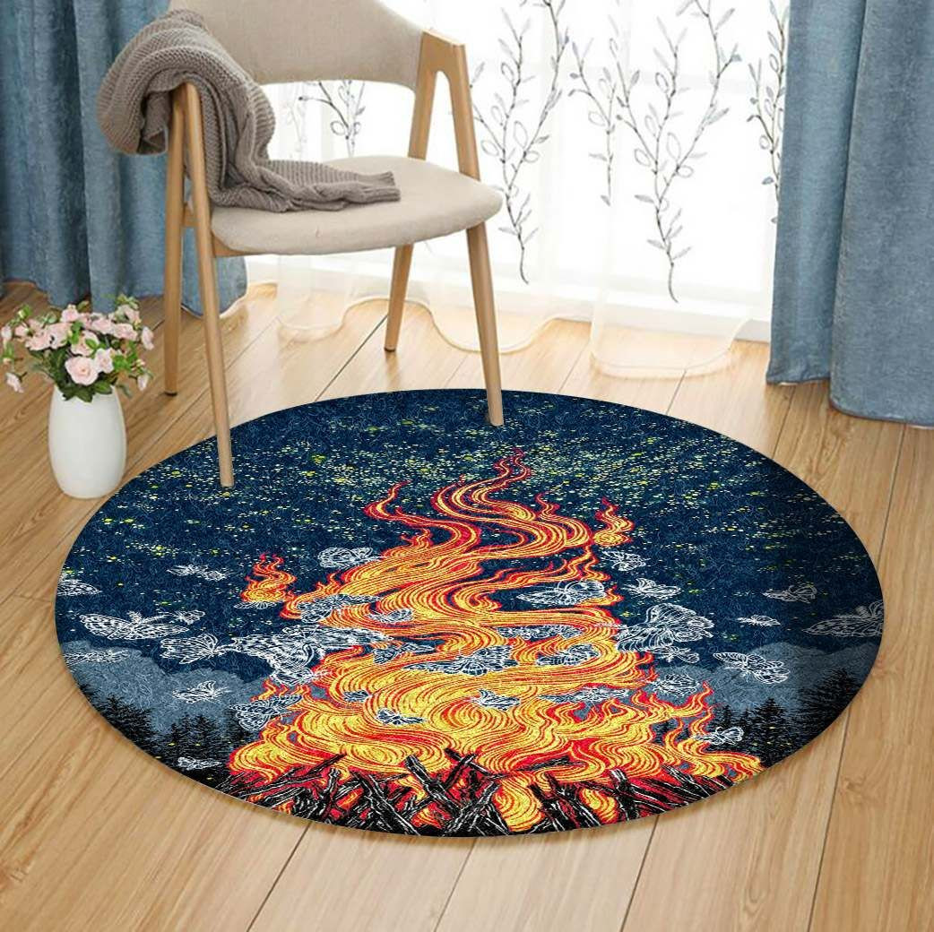 Fire And Butterfly Round Rug Carpet Bedroom Livingroom Home Decor