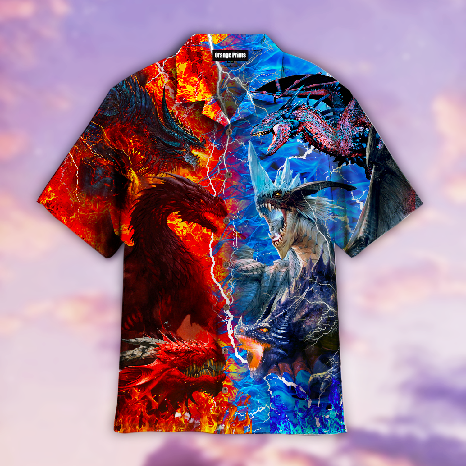 Fire And Water Dragon Hawaiian Shirt