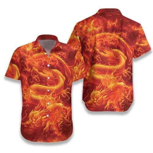 Fire Asian Dragon Hawaiian Shirt