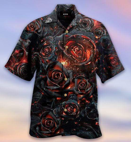 Fire Black Rose Hawaiian Shirt