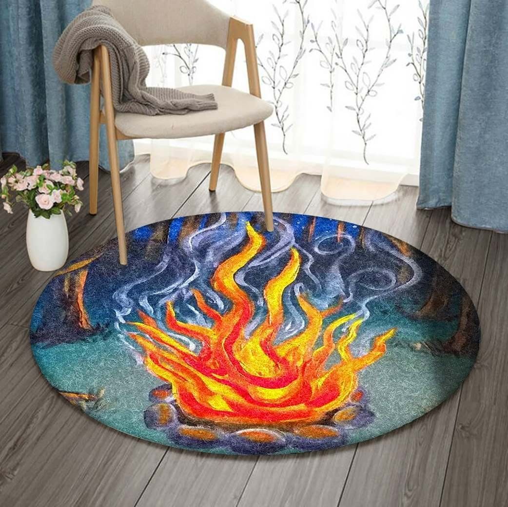 Fire Camp Round Rug Carpet Bedroom Livingroom Home Decor