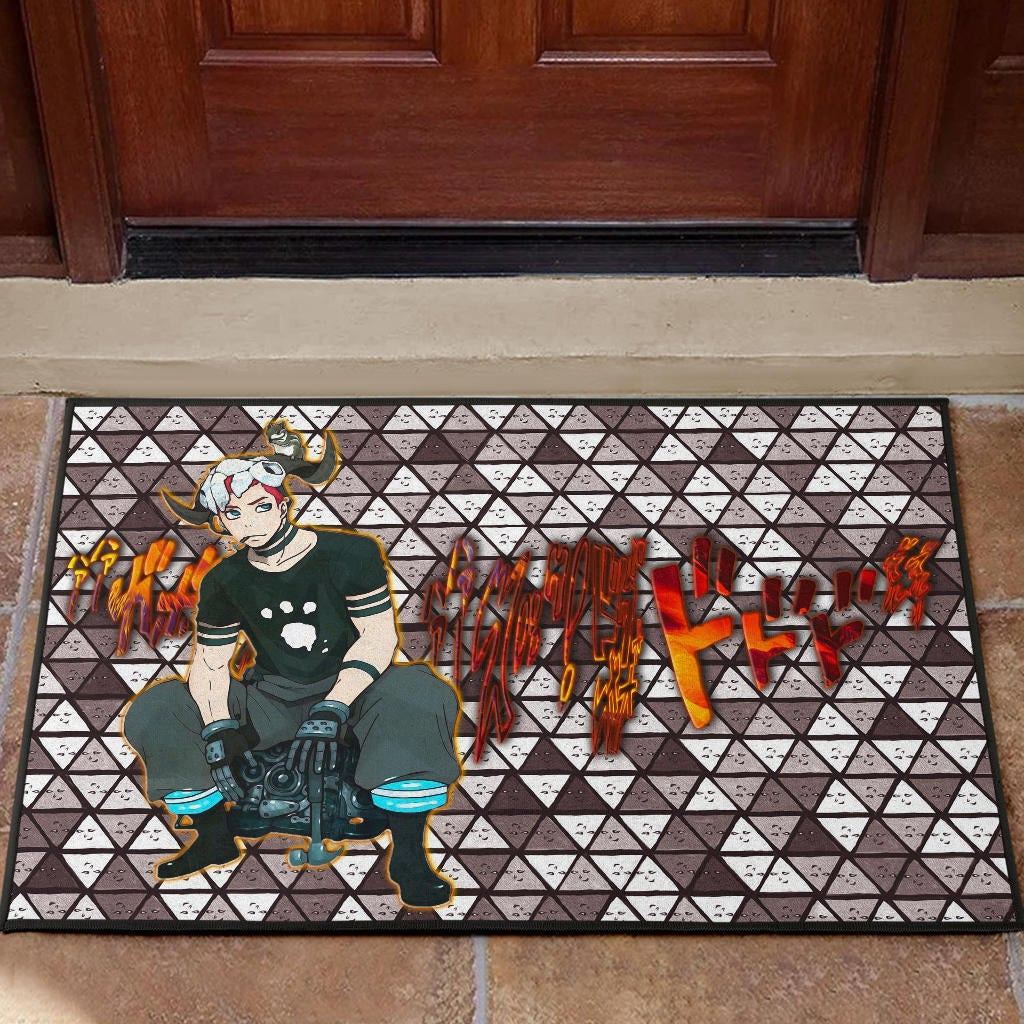Fire Force Anime Rubber Doormat Vulcan Joseph Machine Engineer Paw On Shirt Rubber Doormat Home Decor
