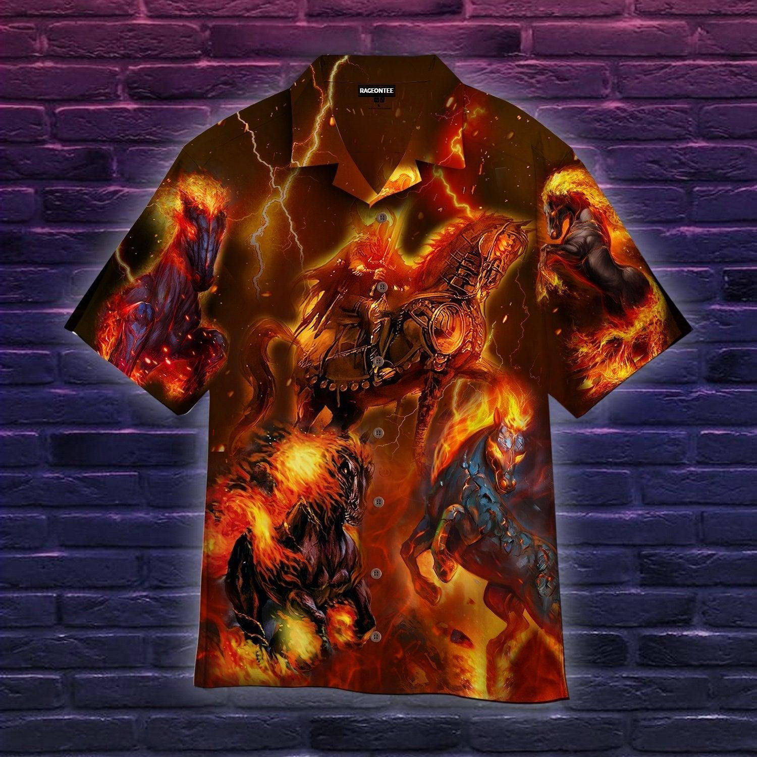 Fire Horse Warrior Hawaiian Shirt