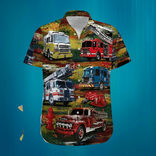 Fire Truck Firefighter Hawaiian Shirt