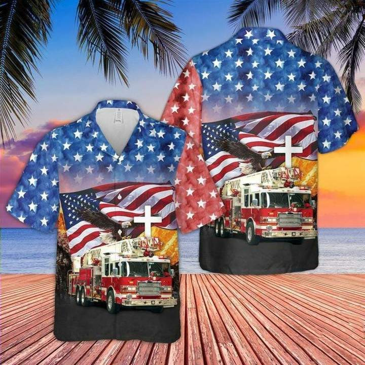 Firefighter American Eagle Hawaiian Shirt