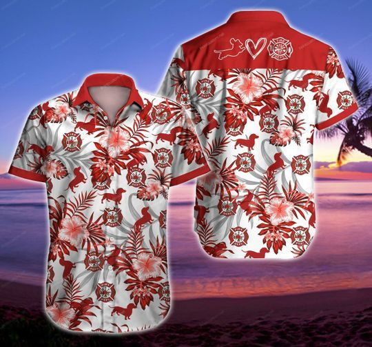 Firefighter Dachshund Hawaiian Shirt