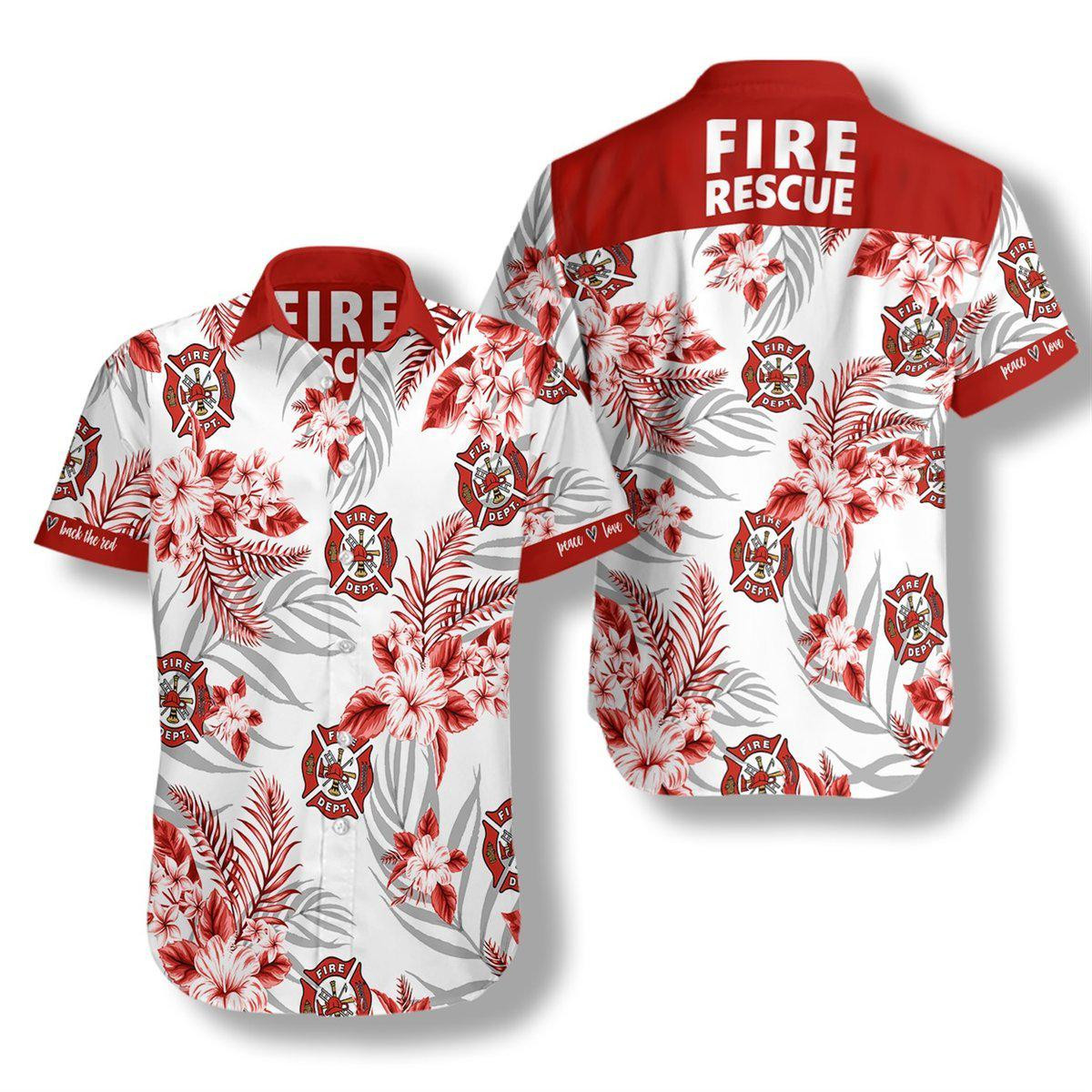 Firefighter Fire Rescue Hawaiian Shirt