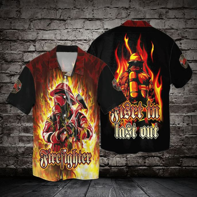 Firefighter First In Last Out Memorial Day Hawaiian Shirt