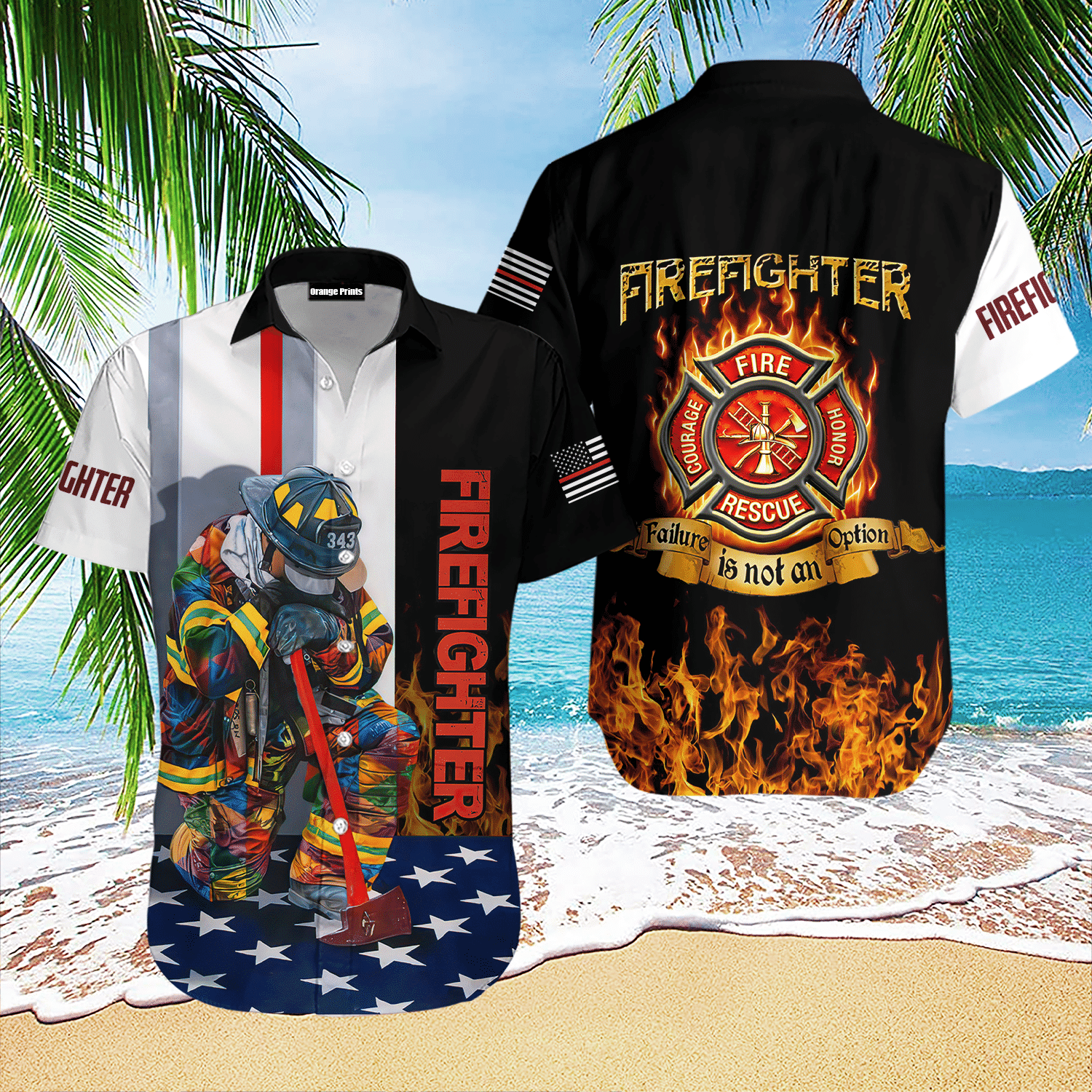 Firefighter Flag Hawaiian Shirt
