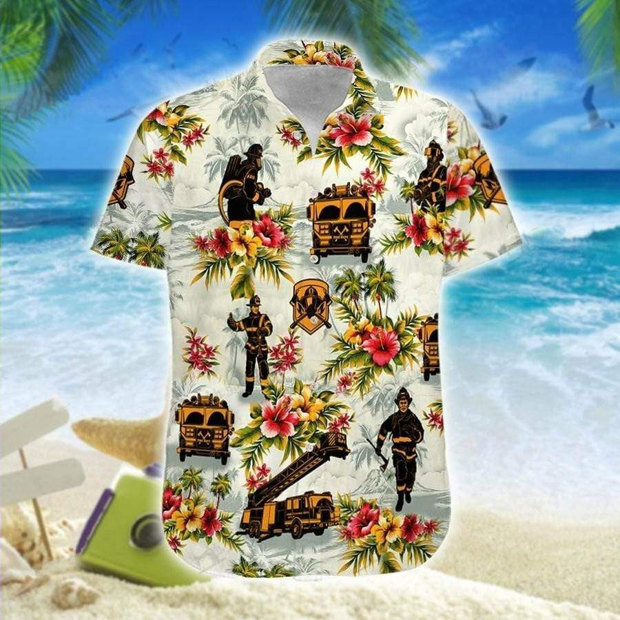 Firefighter Flowers Hawaiian Shirt
