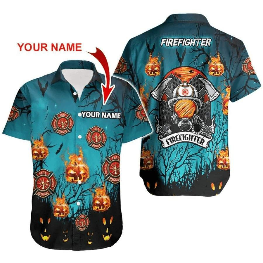 Firefighter Halloween Personalized Hawaiian Shirt