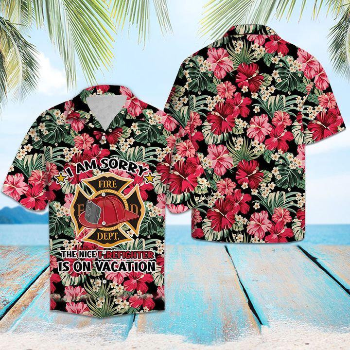 Firefighter On Vacation Hawaiian Shirt