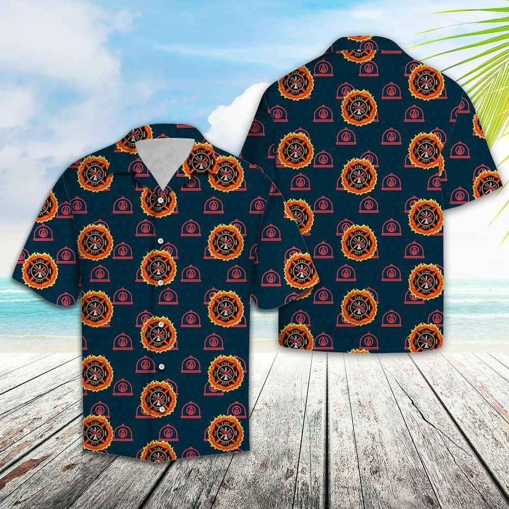 Firefighter Pattern Hawaiian Shirt
