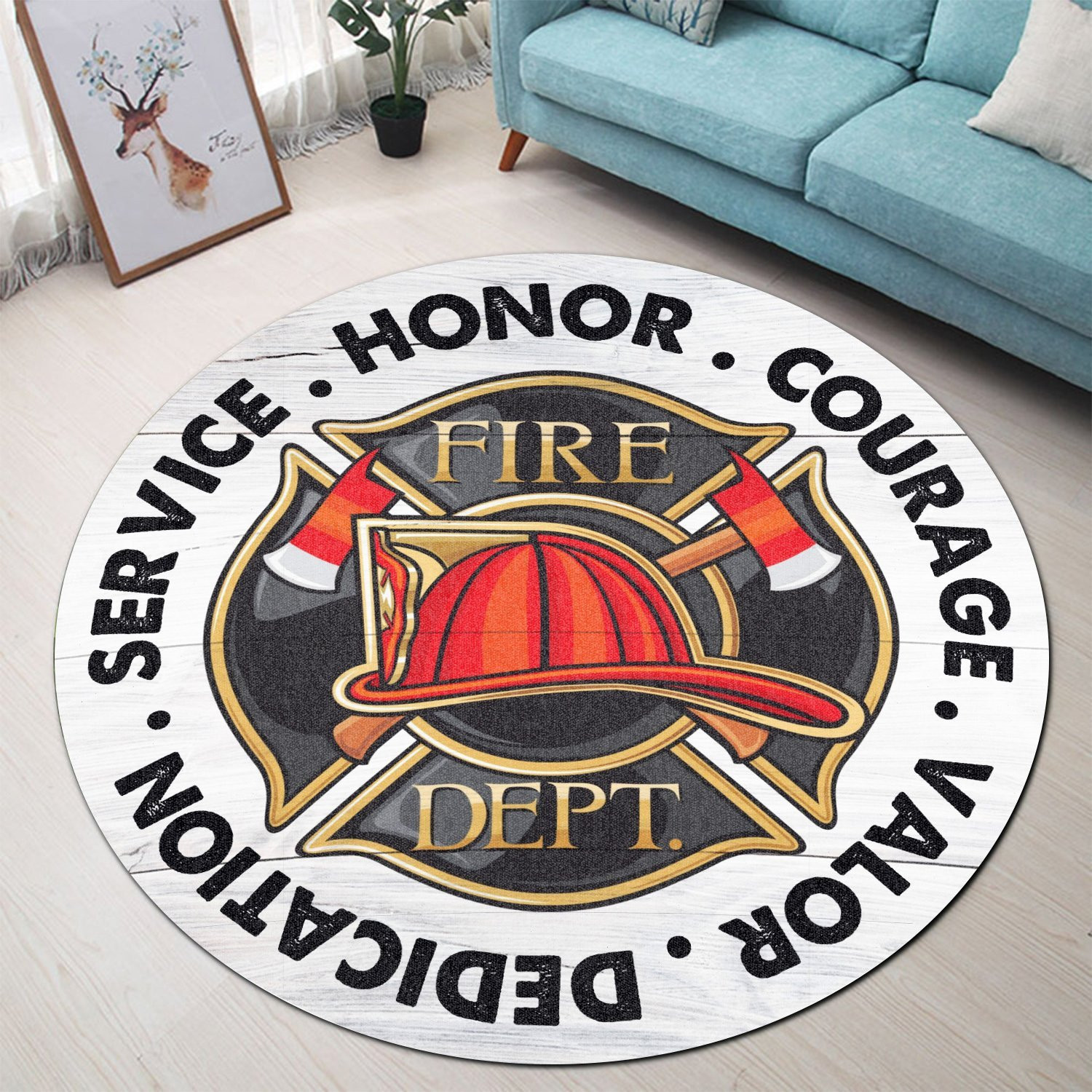 Firefighter Round Rug Carpet Bedroom Livingroom Home Decor